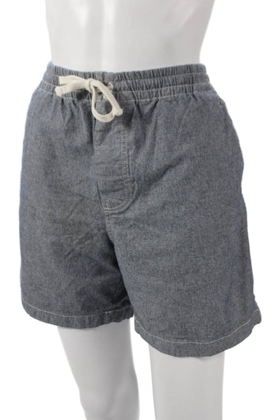 J Crew Mens Chino Shorts Blue Cotton Drawstring Solid Spring Size L