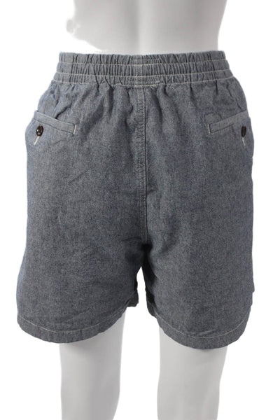 J Crew Mens Chino Shorts Blue Cotton Drawstring Solid Spring Size L