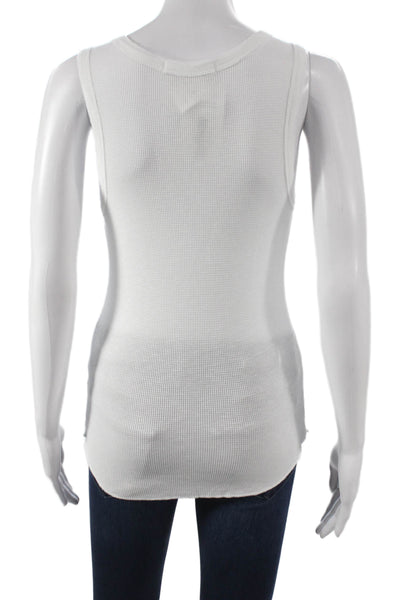 Crown Jewel Women Henley Tank Sleeveless White Modal Supima Cotton Size XS