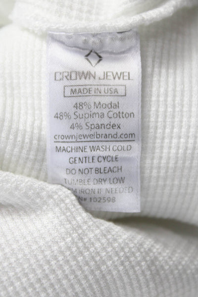 Crown Jewel Women Henley Tank Sleeveless White Modal Supima Cotton Size XS