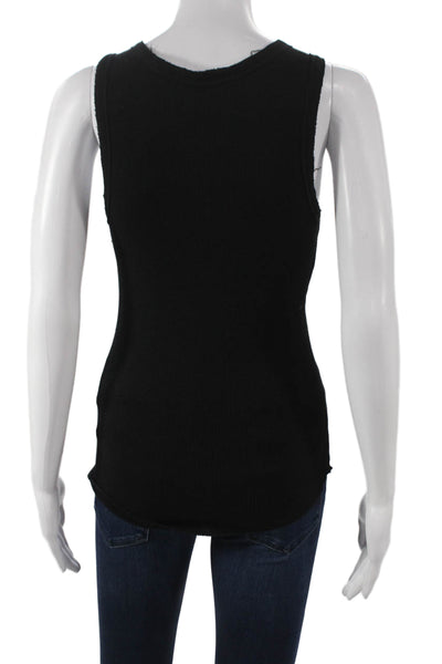 Crown Jewel Womens Basic Sleeveless Henley Tank Black Modal Size XS