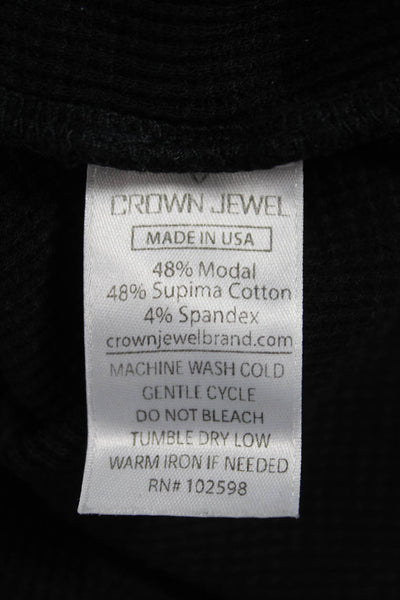 Crown Jewel Womens Basic Sleeveless Henley Tank Black Modal Size XS