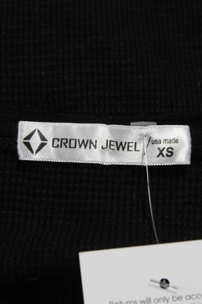 Crown Jewel Womens Basic Sleeveless Henley Tank Black Modal Size XS