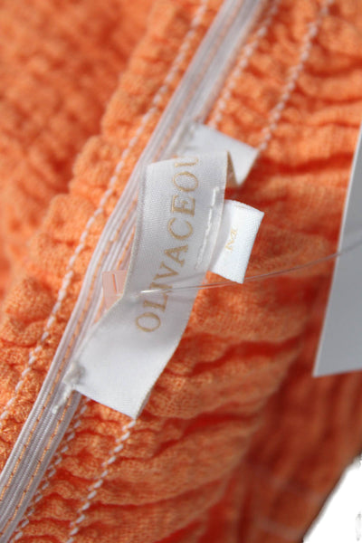 Olivaceous Womens Cropped Blouse Orange Square Neck Short Sleeve Cotton Size M