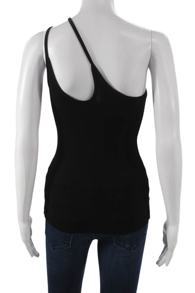 Enza Costa Womens Asymmetrical One Shoulder Black Tank Size S