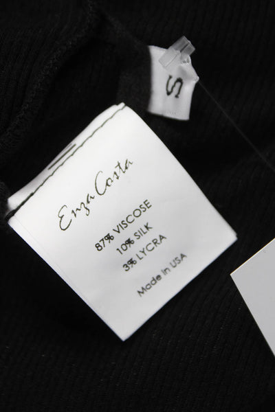 Enza Costa Womens Asymmetrical One Shoulder Black Tank Size S
