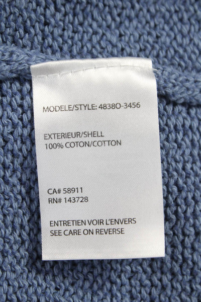 Tribal Women Mock Neck Sleeveless Cotton Vest Blue Size XS