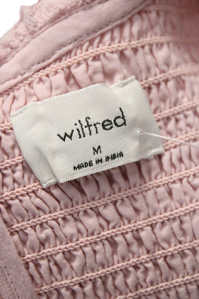 Wilfred Women Cropped Blouse Pink Organic Cotton Round Neck Short Sleeve Size M