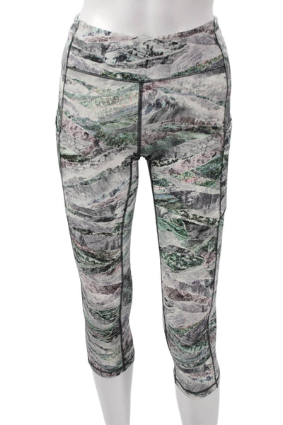 Lululemon Women Cropped Multicolor Geometric Nylon Leggings Size 4