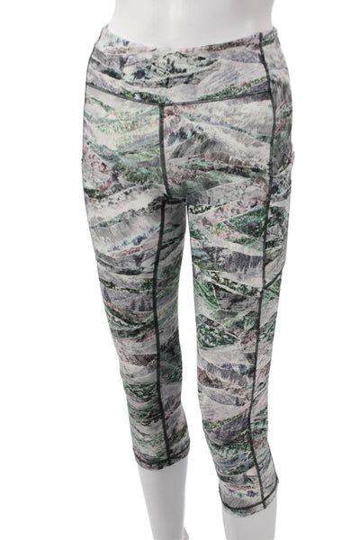 Lululemon Women Cropped Multicolor Geometric Nylon Leggings Size 4