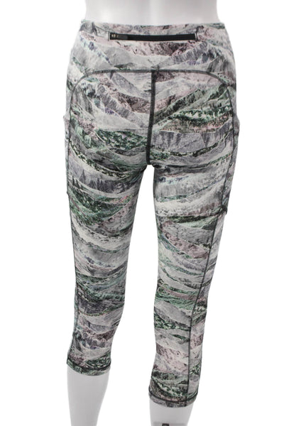 Lululemon Women Cropped Multicolor Geometric Nylon Leggings Size 4