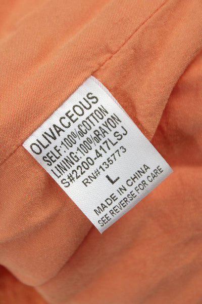 Olivaceous Womens Mini Skirt Orange Cotton Pull On Short Size L