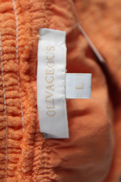 Olivaceous Womens Mini Skirt Orange Cotton Pull On Short Size L