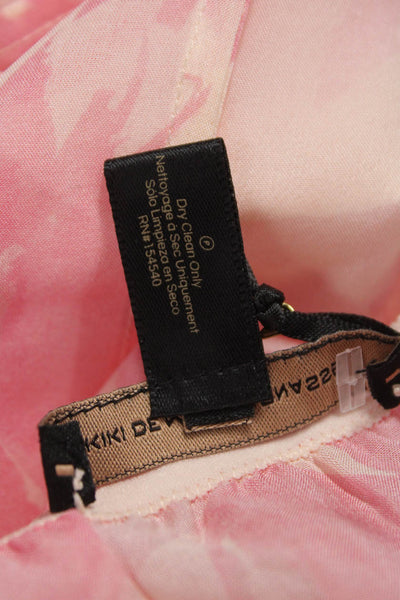 Kiki De Montparnasse Women Maxi Floral Silk Elastane Skirt Pink Size S