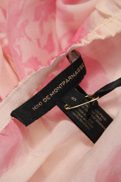 Kiki De Montparnasse Women Maxi Floral Silk Elastane Skirt Pink Size S