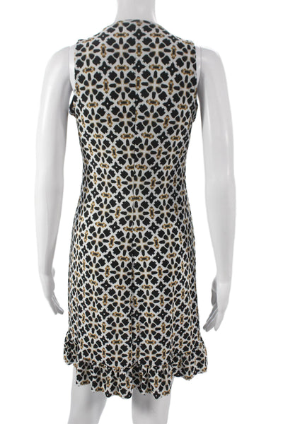 Viereck Women Tank Dress Black V-Neck Sleeveless Geometric Size S