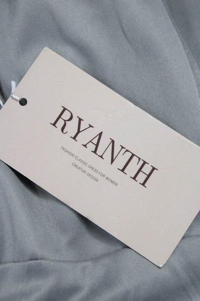 Ryanth Womens Silver One Shoulder Maxi Dress Sleeveless Metallic Size S