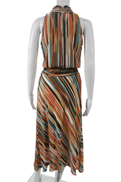 Veronica M Women Maxi Halter Striped Multicolor Sleeveless Dress Size XS