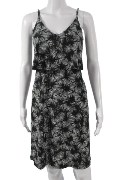 Viereck Women Sundress Black V Neck Floral Sleeveless Pullover Size XS