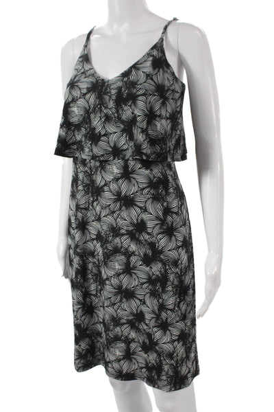 Viereck Women Sundress Black V Neck Floral Sleeveless Pullover Size XS