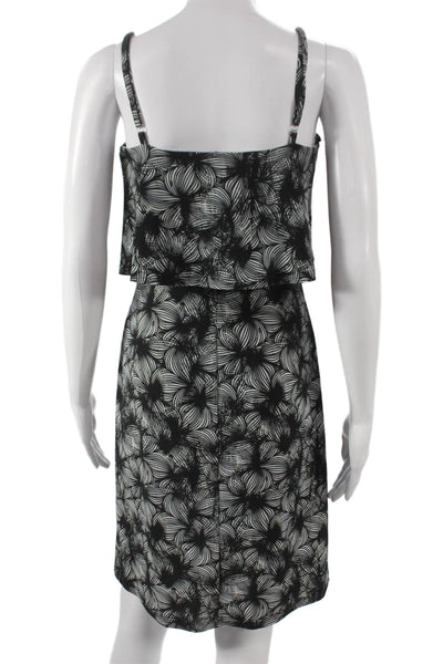 Viereck Women Sundress Black V Neck Floral Sleeveless Pullover Size XS