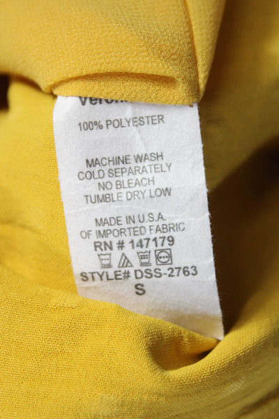 Veronica M Women Mini Polka Dot Yellow Sleeveless Dress Size S