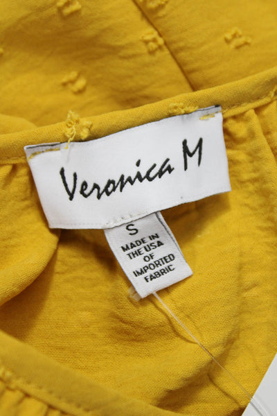Veronica M Women Mini Polka Dot Yellow Sleeveless Dress Size S