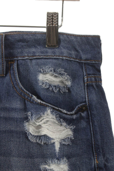 Hidden Women Cut-Off Blue Cotton Button Shorts Size M