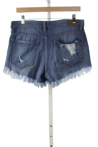 Hidden Women Cut-Off Blue Cotton Button Shorts Size M