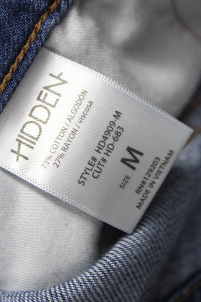 Hidden Women Cut-Off Blue Cotton Button Shorts Size M