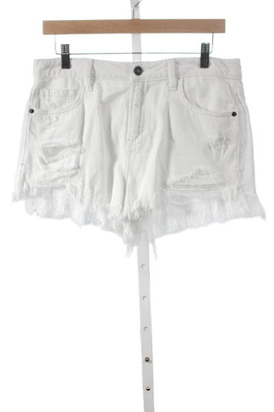 Hidden Womens Cut-Off White Cotton Shorts Size M