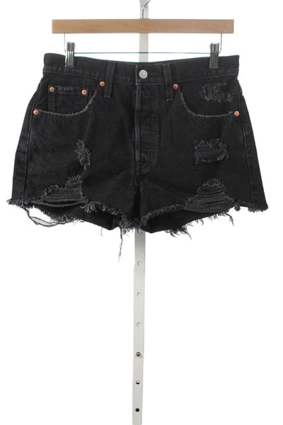 Levis Women Cut-Off Black Cotton Button Shorts Size 28
