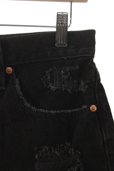 Levis Women Cut-Off Black Cotton Button Shorts Size 28