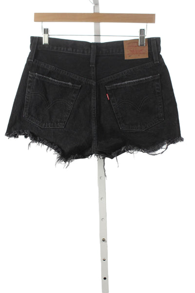Levis Women Cut-Off Black Cotton Button Shorts Size 28