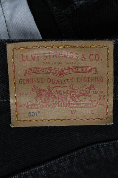 Levis Women Cut-Off Black Cotton Button Shorts Size 28