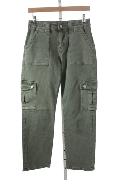 Vervet Women Cargo Pants Green Mid Rise Button Fly Size 25