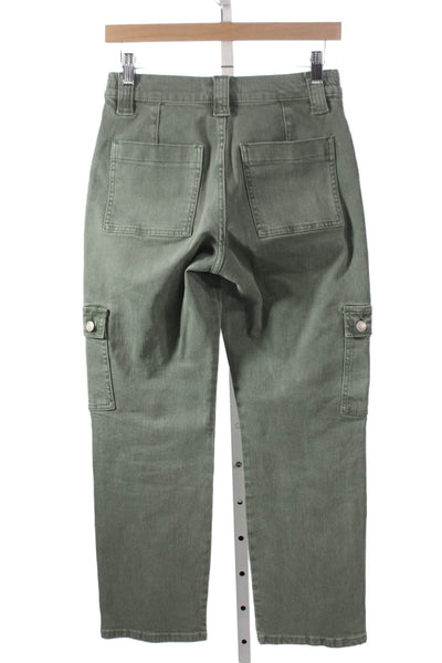 Vervet Women Cargo Pants Green Mid Rise Button Fly Size 25