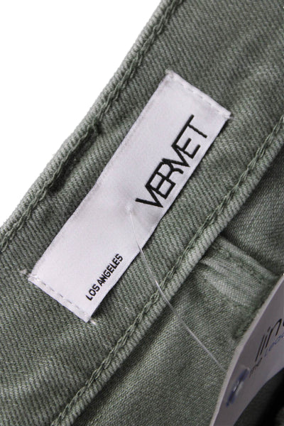 Vervet Women Cargo Pants Green Mid Rise Button Fly Size 25