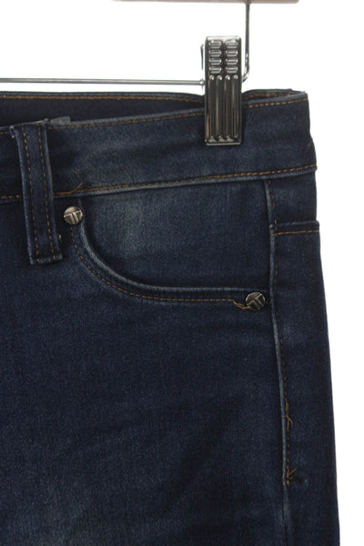 Tractr Womens Juniors Skinny Jeans Blue Button Low Rise Cotton Blend Size 25