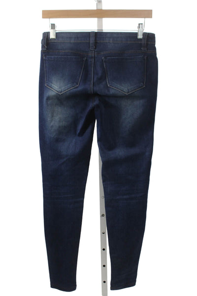 Tractr Womens Juniors Skinny Jeans Blue Button Low Rise Cotton Blend Size 25