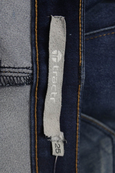 Tractr Womens Juniors Skinny Jeans Blue Button Low Rise Cotton Blend Size 25