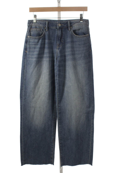 Hidden Women Wide-Leg Jeans Blue Low Rise Cotton Size 26