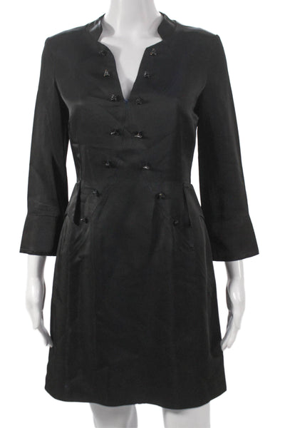 Moschino Cheap & Chic Womens Jacket Dress Black V Neck 3/4 Sleeve Short Size S