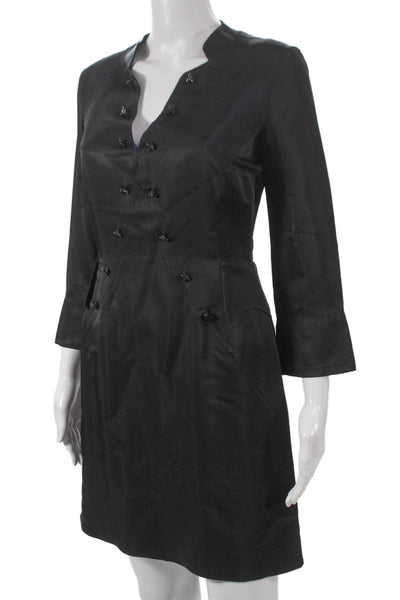 Moschino Cheap & Chic Womens Jacket Dress Black V Neck 3/4 Sleeve Short Size S