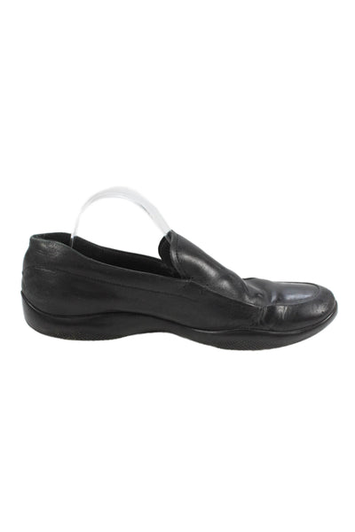 Prada Sport Mens Leather Slide On Loafer Dress Shoes Black Size 8