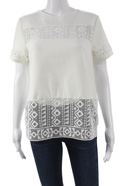 Generation Love Women White Geometric Short Sleeve Blouse Size S