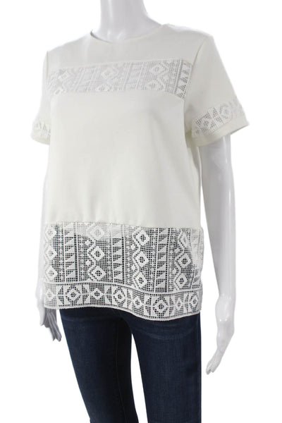Generation Love Women White Geometric Short Sleeve Blouse Size S