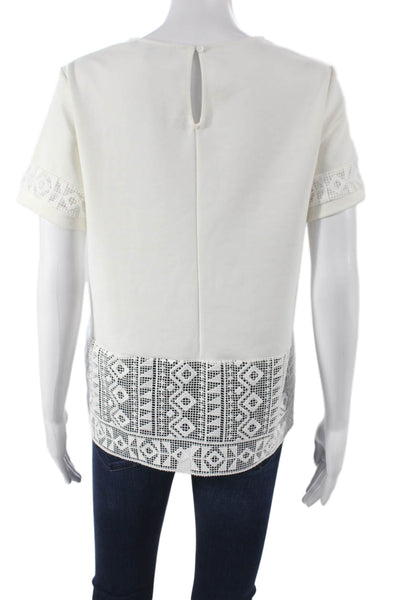 Generation Love Women White Geometric Short Sleeve Blouse Size S