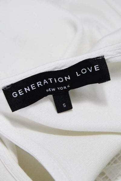 Generation Love Women White Geometric Short Sleeve Blouse Size S
