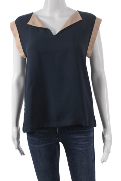 Marc By Marc Jacobs Womens Silk V-Neck Colorblock Sleeveless Blouse Size XS